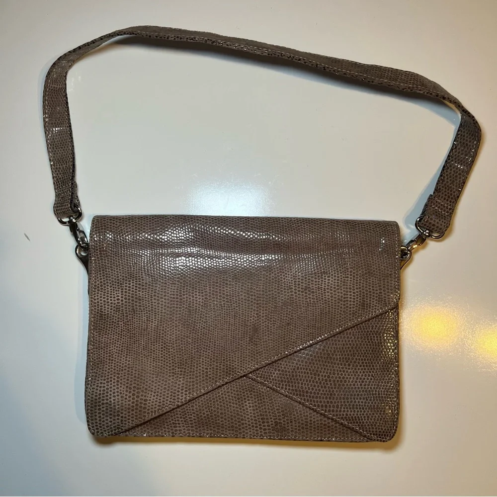 Van Eli Clutch Purse Handbag Faux Suede Snakeskin Pattern